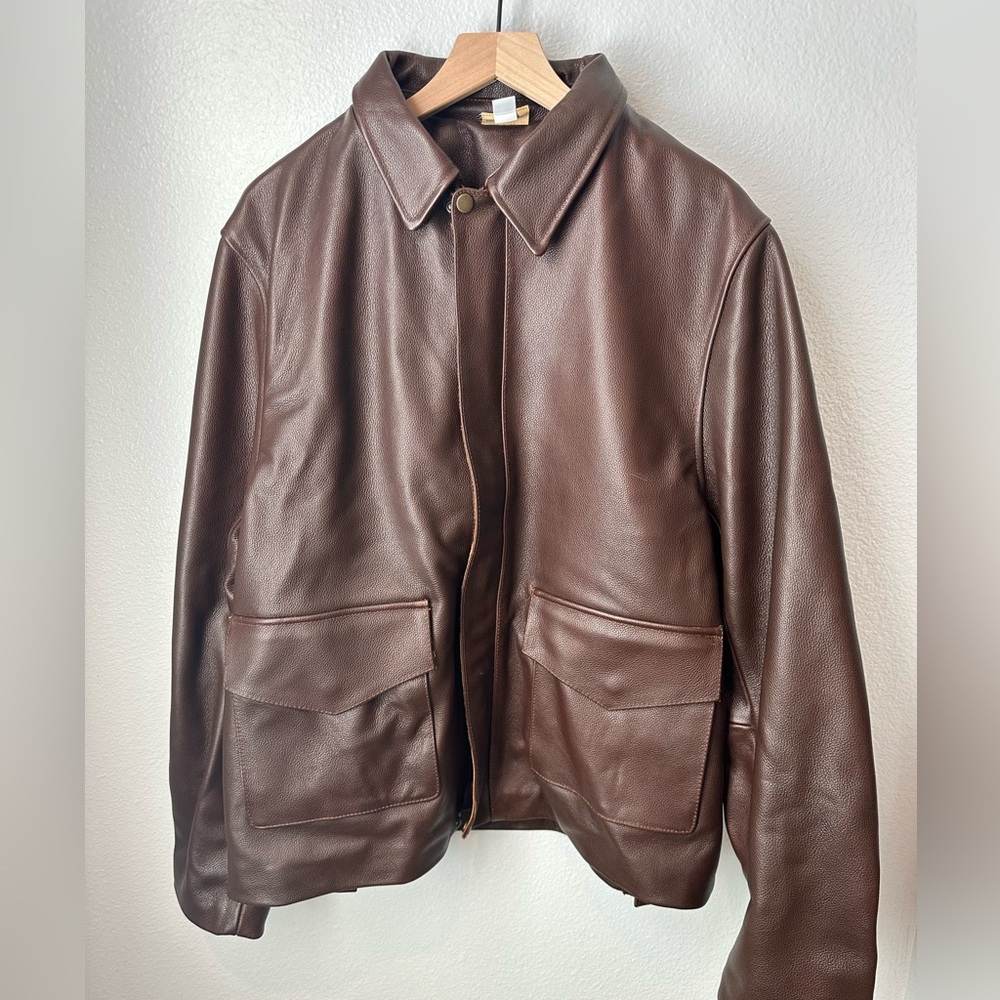Indiana Jones Leather Jacket XL Disney 100% Bovine Leather NWT Brown - Picture 3 of 8